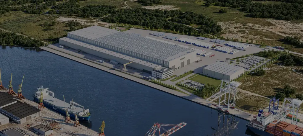 Widok z lotu ptaka na zakład produkcyjny Windar